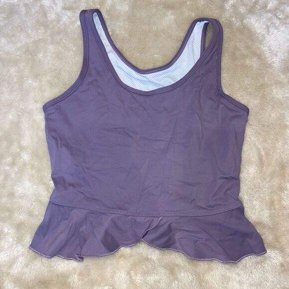 Lilac purple flutter crop tank top with built in sports bra | Sz M (NO SIZE TAG) - Picture 2 of 3